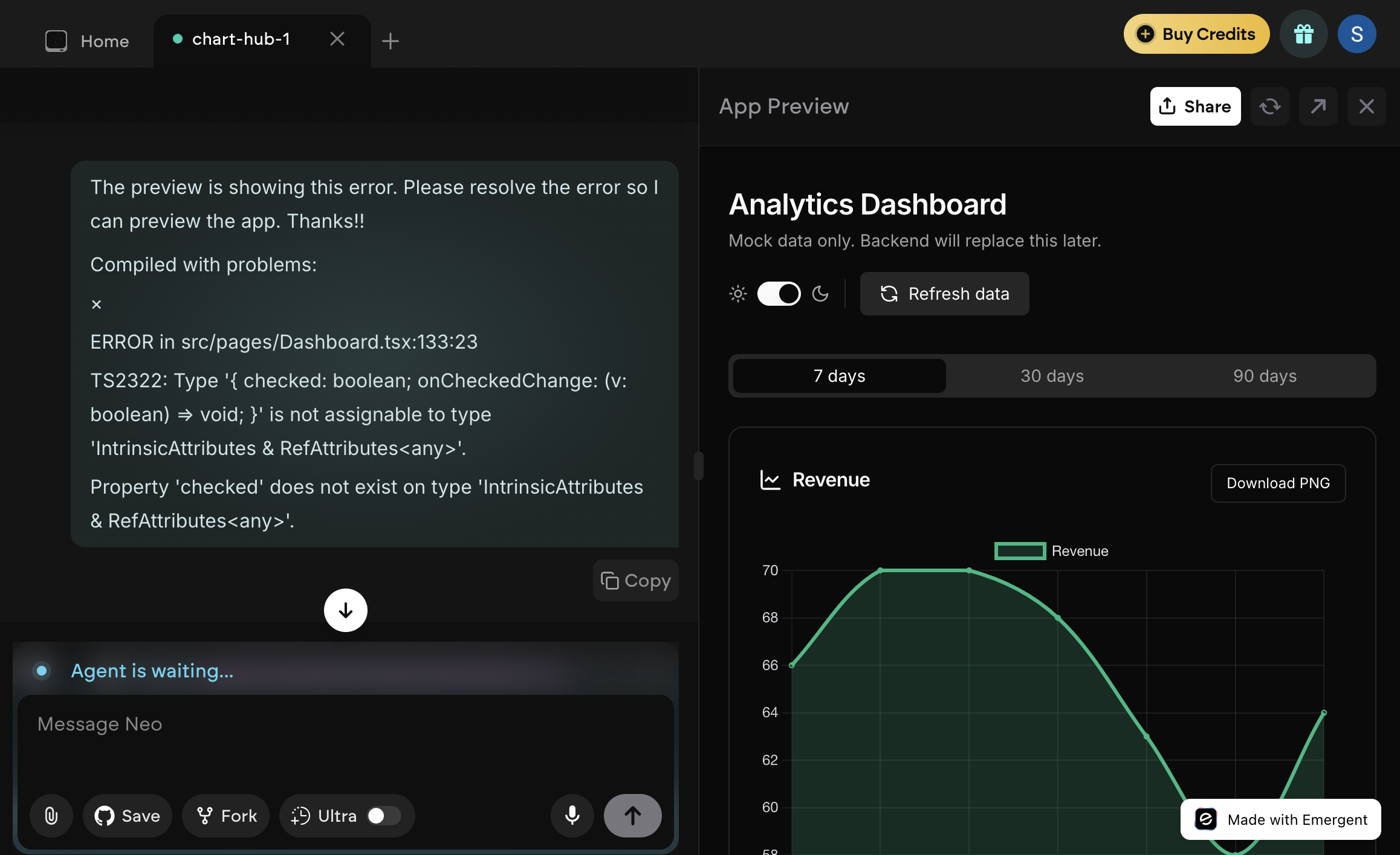 Emergent Dashboard Output